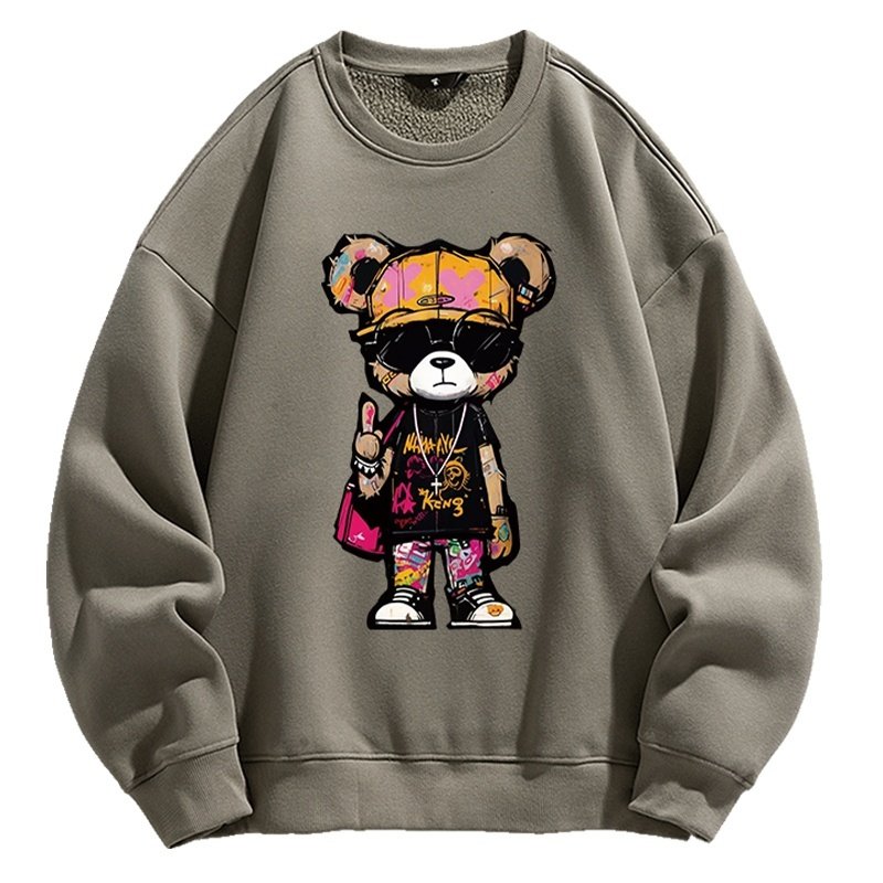 画像7: Graffiti Bear x Kaws Round Neck Sweatshirt　ユニセックス 男女兼用 落書きベア×カウズkaws プリント プルオーバウェット トレーナー (7)