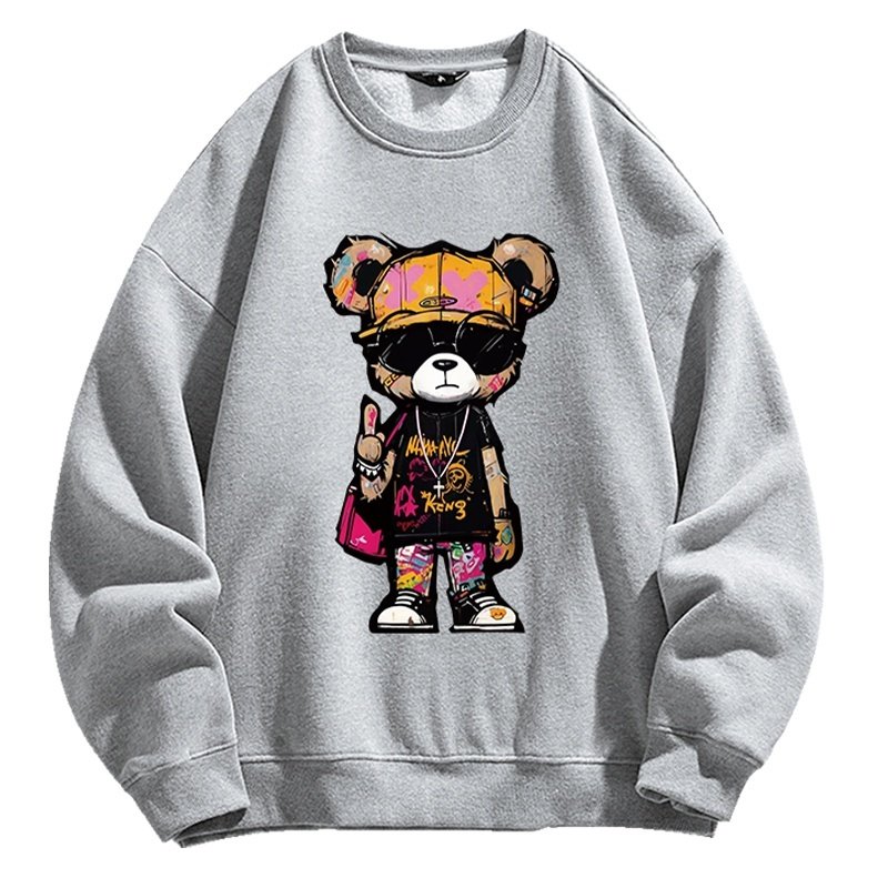 画像4: Graffiti Bear x Kaws Round Neck Sweatshirt　ユニセックス 男女兼用 落書きベア×カウズkaws プリント プルオーバウェット トレーナー (4)