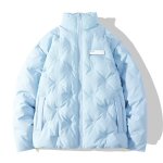 画像2: Quilted stand-up collar zip-up white goose down jacket coat   ユニセックス 男女兼用キルティングスタンドカラージップアップホワイトグースダウンジャケット コート (2)