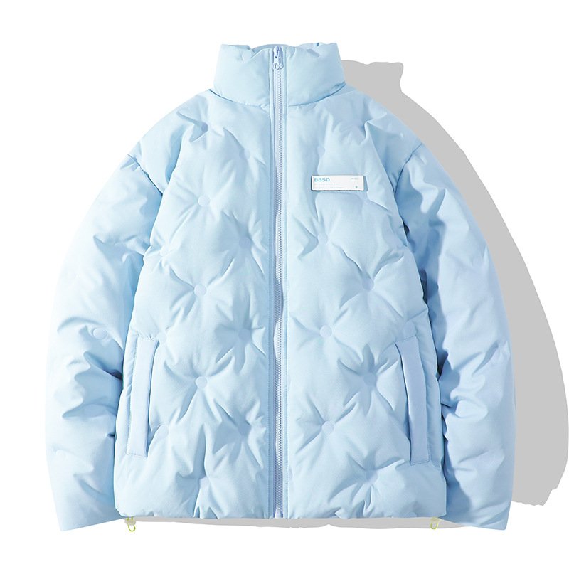 画像2: Quilted stand-up collar zip-up white goose down jacket coat   ユニセックス 男女兼用キルティングスタンドカラージップアップホワイトグースダウンジャケット コート (2)