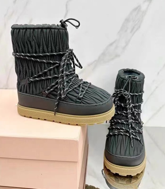 画像5: French gathered style lace-up leather warm-up short boots  プラットフォーム厚底フレンチギャザースタイル レースアップレザーウォームアップショートブーツ (5)