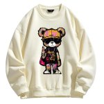 画像1: Graffiti Bear x Kaws Round Neck Sweatshirt　ユニセックス 男女兼用 落書きベア×カウズkaws プリント プルオーバウェット トレーナー (1)