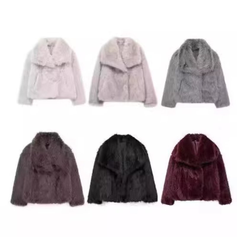 画像11: Imitation mink fur lapel jacket coat　 イミテーションミンク ファーラペルコートジャケット (11)