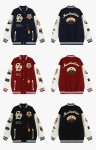 画像10: Emblem & Embroidery American Stadium Jumper baseball uniform jacket BASEBALL JACKET  blouson  ユニセックス 男女兼用 刺繍＆エンブレムスリーブレザージャケットスタジアムジャンパー スタジャン MA-1 ボンバー ジャケット ブルゾン (10)