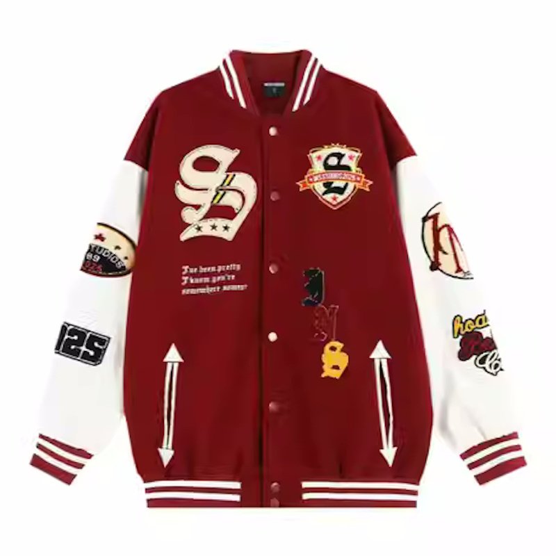 画像2: Emblem & Embroidery American Stadium Jumper baseball uniform jacket BASEBALL JACKET  blouson  ユニセックス 男女兼用 刺繍&エンブレムスリーブレザージャケットスタジアムジャンパー スタジャン MA-1 ボンバー ジャケット ブルゾン (2)
