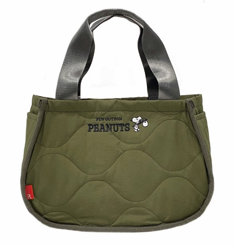 画像2: Snoopy Cotton Quilted Tote Shoulder Underarm Handbag スヌーピーコットンキルティングトートショルダーアンダーアームハンドバッグ (2)