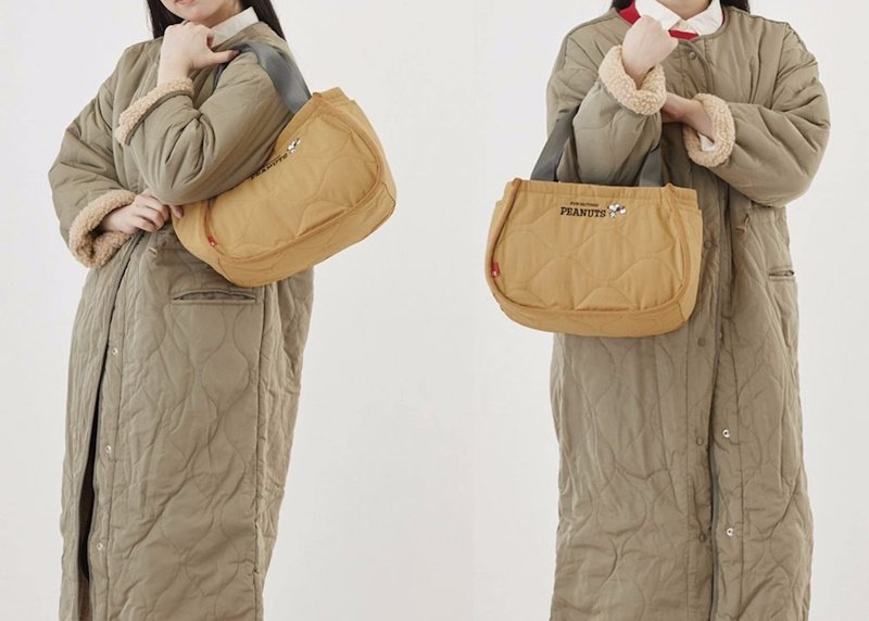 画像7: Snoopy Cotton Quilted Tote Shoulder Underarm Handbag スヌーピーコットンキルティングトートショルダーアンダーアームハンドバッグ (7)