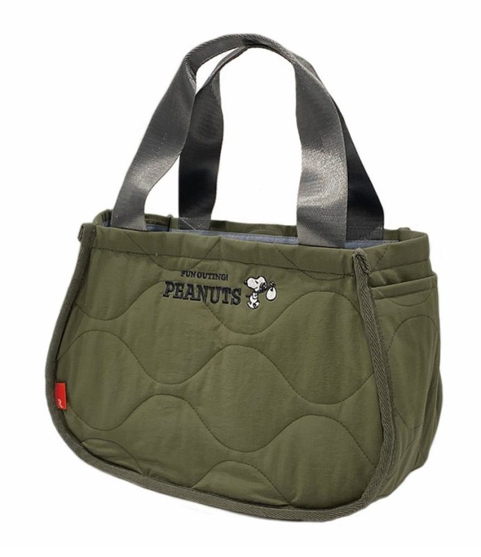 画像5: Snoopy Cotton Quilted Tote Shoulder Underarm Handbag スヌーピーコットンキルティングトートショルダーアンダーアームハンドバッグ (5)