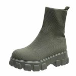 画像7: Women's  chunky sole knit Middle boots   男女兼用ユニセックスミドル 丈チャンキーソール厚底プラットフォームニットブーツ (7)