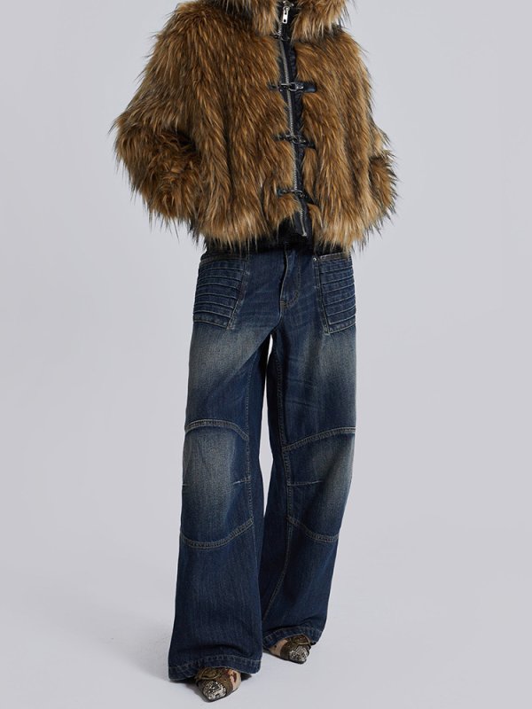 画像3: Metal button zipper fur short jacket coat　 メタルボタンジッパーファーショート丈ジャケットコート (3)