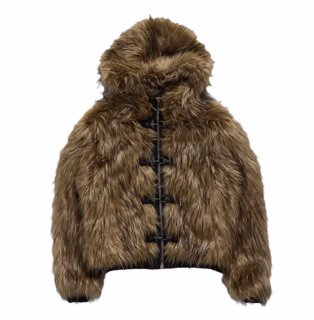 Reversible Mouton Toggle Button Short Duffle Coat Jacket