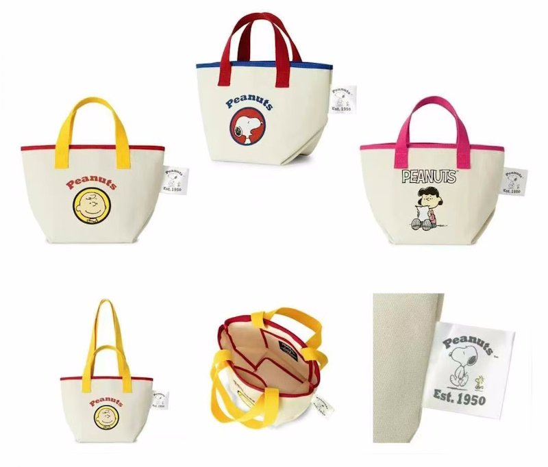 画像4: Snoopy canvas tote bag shopping bag  　スヌーピープリントトートショルダーショッピングアンダーアームバッグ (4)