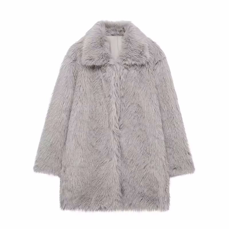 画像10: Eco fox fur mid-length coat jacket　 エコフォックスファーミドル丈ジャケットコート (10)
