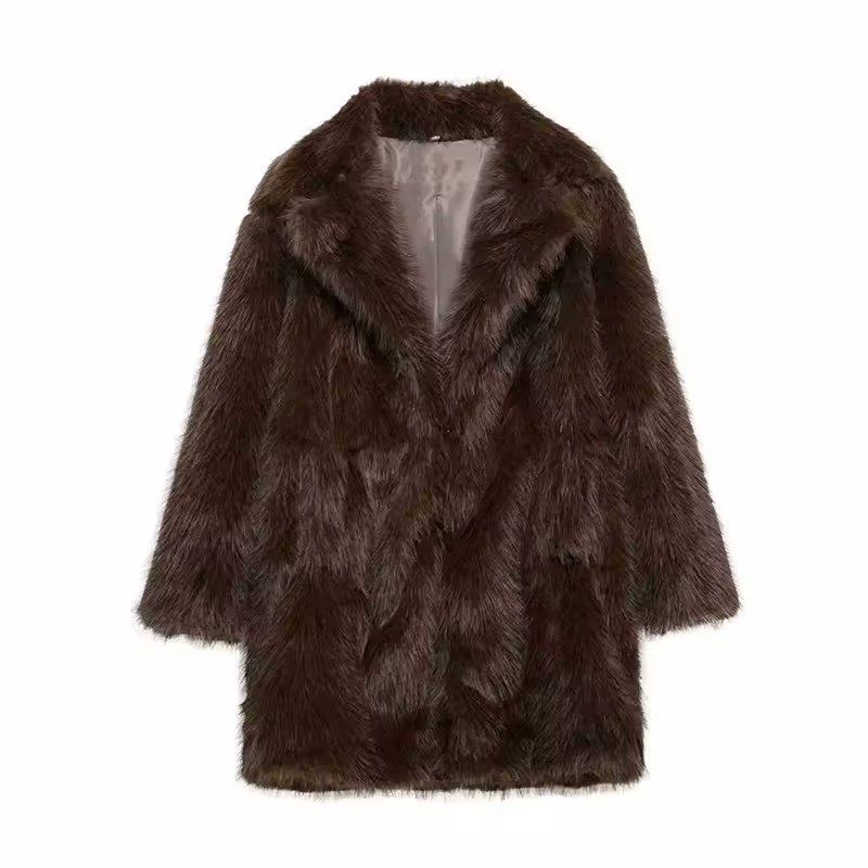 画像9: Eco fox fur mid-length coat jacket　 エコフォックスファーミドル丈ジャケットコート (9)