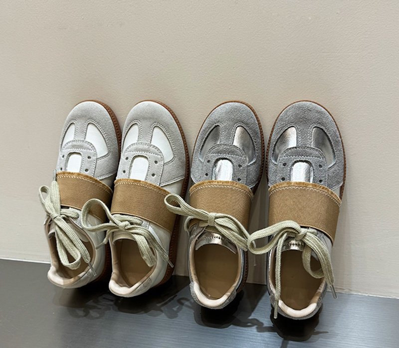 画像3: Women's  Elastic Band Lace-Up Leather Sneakers　ゴムバンド レースアップ本革レザースニーカー　　 (3)