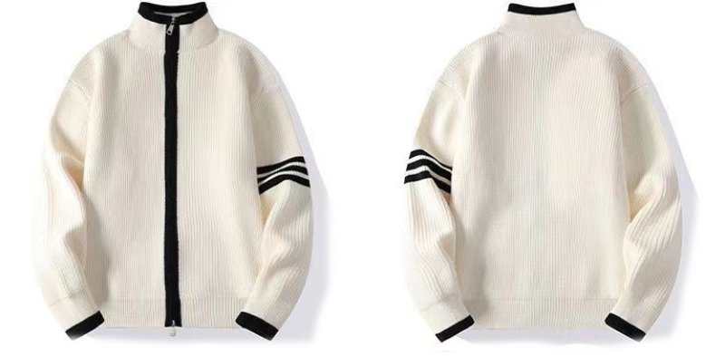 画像5: Double zip 2 line cardigan sweater knit 男女兼用  ユニセックスダブルジップ2ライン カーディガンセータ ニット (5)