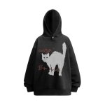画像2: American Street Cat Print Hoodie　ユニセックス 男女兼用 アメリカン ストリートキャット猫プリントフーディーパーカースウェット (2)