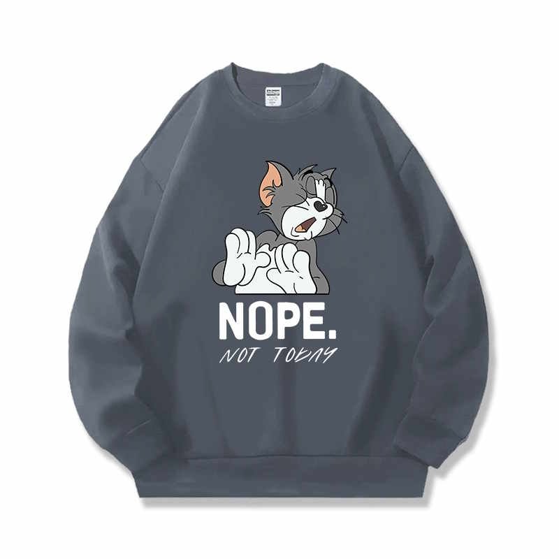 画像4: Nasa Tom & Jerry Only Tom "NOPE.NOT TODAY"  print Sweat Shirt  ユニセックス 男女兼用 ナサ トムとジェリー トム＆ジェリー オンリートム メッセージプリント スウェットシャツ トレーナー  (4)