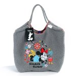 画像1: Disney Mickey Fur Tote Shoulder Crossbody Bag ディズニー  ミッキー 刺繍 ファーモコモコトート フリース ショルダーバッグ (1)