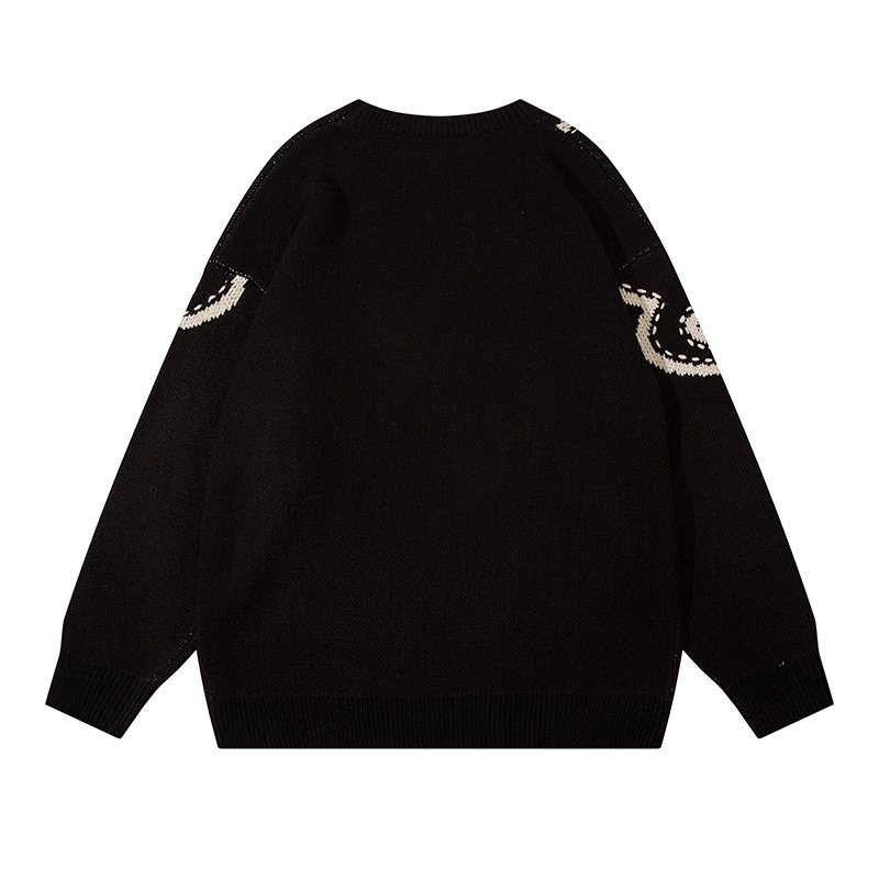 画像5: Rabbit jacquard crew neck sweater knit　男女兼用  ユニセックスラビットウサギジャカードクールネックセータ　ニット (5)