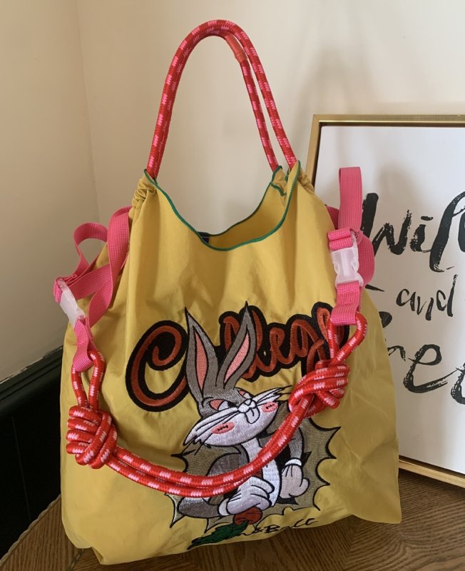 画像3: Bugs Bunny Ball ChainTote Eco Bag  Tote Shoulder Crossbody Bag 　バックスバニー刺繍トートショルダーショッピングバッグ (3)