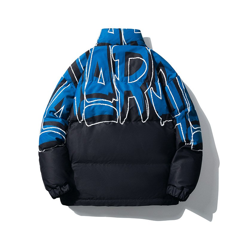 画像3:  Unisex Hip Hop Graffiti Stand Collar Jacket Cotton　 ユニセックス 男女兼用 ヒップホップグラフィティスタンドカラーダウンジャケット ジャンパー (3)