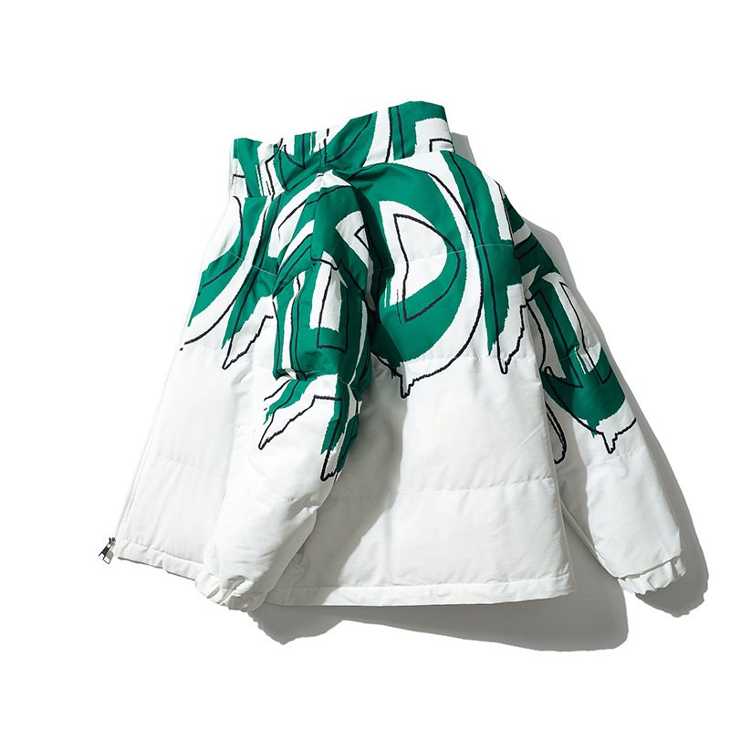 画像6:  Unisex Hip Hop Graffiti Stand Collar Jacket Cotton　 ユニセックス 男女兼用 ヒップホップグラフィティスタンドカラーダウンジャケット ジャンパー (6)