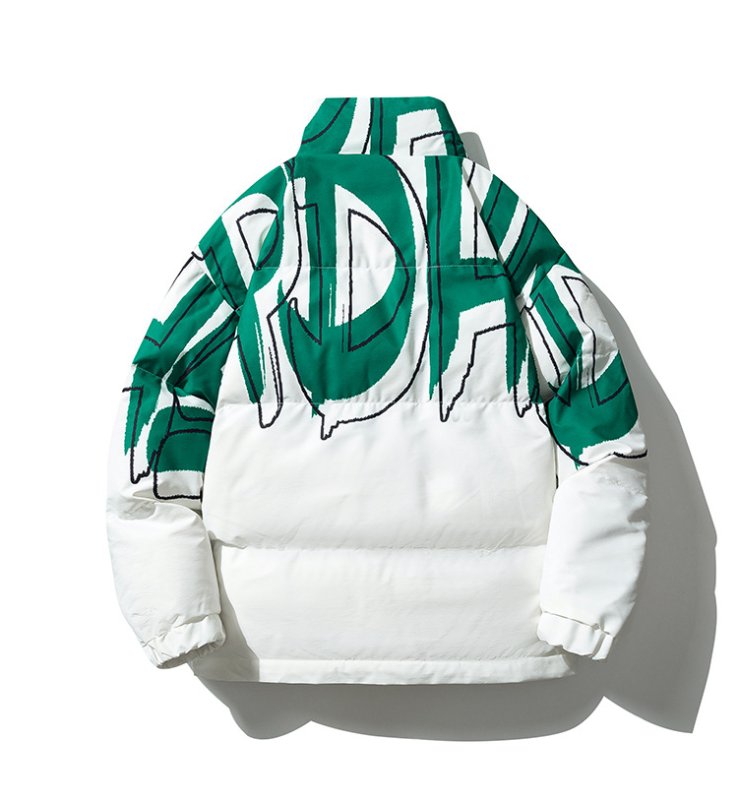 画像4:  Unisex Hip Hop Graffiti Stand Collar Jacket Cotton　 ユニセックス 男女兼用 ヒップホップグラフィティスタンドカラーダウンジャケット ジャンパー (4)