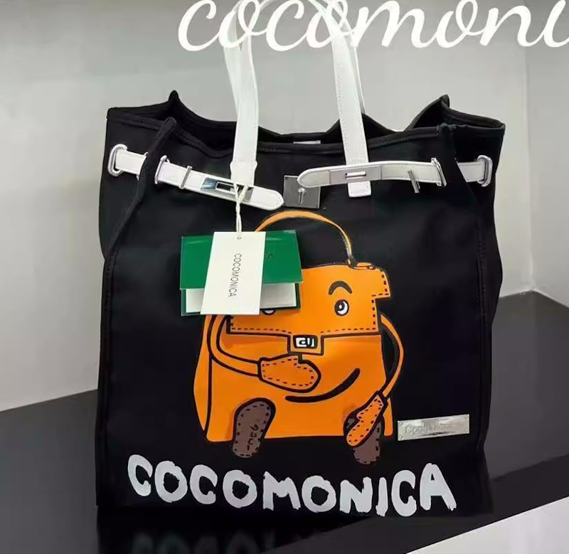 画像10: Original Niche Portable Kelly Bag Printed Cartoon Canvas Bucket Tote Shoulder Bag  ケリーバッグプリントカートゥーンキャンバスバケットトートショルダーバッグ ラージキャパシティー (10)