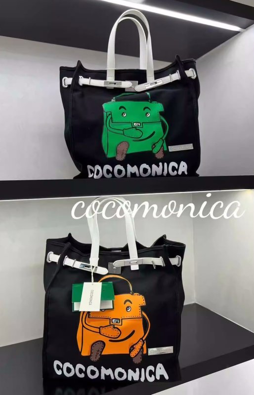 画像5: Original Niche Portable Kelly Bag Printed Cartoon Canvas Bucket Tote Shoulder Bag  ケリーバッグプリントカートゥーンキャンバスバケットトートショルダーバッグ ラージキャパシティー (5)