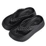 画像1: Thick-soled wedge EVA woven thong sandals slippers　ユニセックスファー厚底ウエッジEVA織トングサンダルスリッパ (1)