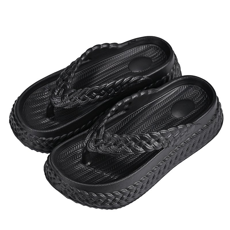 画像1: Thick-soled wedge EVA woven thong sandals slippers　ユニセックスファー厚底ウエッジEVA織トングサンダルスリッパ (1)