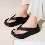 画像4: Thick-soled wedge EVA woven thong sandals slippers　ユニセックスファー厚底ウエッジEVA織トングサンダルスリッパ (4)