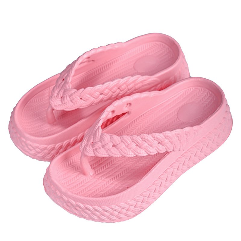 画像2: Thick-soled wedge EVA woven thong sandals slippers ユニセックスファー厚底ウエッジEVA織トングサンダルスリッパ (2)