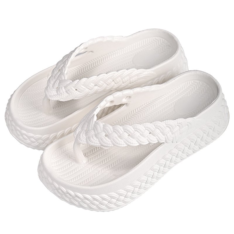 画像3: Thick-soled wedge EVA woven thong sandals slippers ユニセックスファー厚底ウエッジEVA織トングサンダルスリッパ (3)