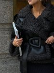 画像4: Cross-border black belted sheepskin fur short and long coat クロスボーダー黒ベルト付きシープスキンファーショート＆ロングコート (4)