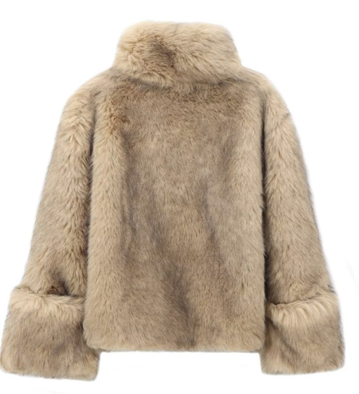 画像2: Eco fur turtleneck pullover jacket　 ファータートルネックジャケットコートプルオーバ (2)