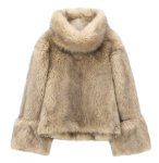 画像1: Eco fur turtleneck pullover jacket　 ファータートルネックジャケットコートプルオーバ (1)