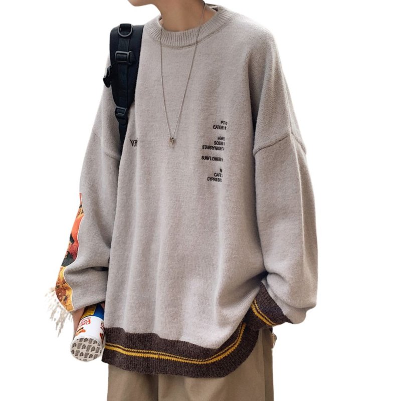 画像4: Cable Knit Sunflowers＆Van Gogh Pullover Sweaters Unisex Pullover loose sweater ユニセックス 男女兼用ゴッホひまわりニットセーター　プルオーバー  (4)