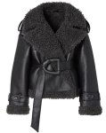 画像1: Cross-border black belted sheepskin fur short and long coat クロスボーダー黒ベルト付きシープスキンファーショート＆ロングコート (1)