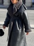 画像10: Cross-border black belted sheepskin fur short and long coat クロスボーダー黒ベルト付きシープスキンファーショート＆ロングコート (10)
