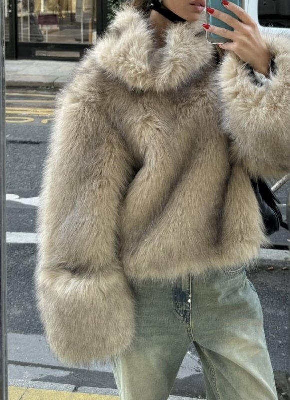 画像4: Eco fur turtleneck pullover jacket　 ファータートルネックジャケットコートプルオーバ (4)