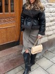 画像3: Cross-border black belted sheepskin fur short and long coat クロスボーダー黒ベルト付きシープスキンファーショート＆ロングコート (3)