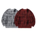 画像6: Graphic round neck mohair loose sweater Pullover  ユニセックス 男女兼用グラフィックラウンドネックモヘアルーズセーターニット　プルオーバー  (6)