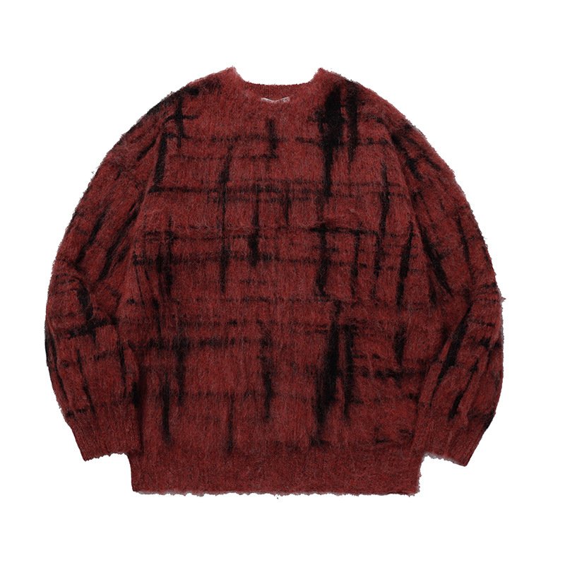 画像2: Graphic round neck mohair loose sweater Pullover  ユニセックス 男女兼用グラフィックラウンドネックモヘアルーズセーターニット　プルオーバー  (2)