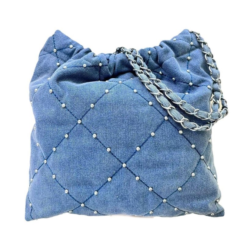 画像10: Fragrance Quilted Stud Denim Tote Shoulder Crossbody Bag フレグランスキルティングスタッズデニムトートショルダークロスボディーバッグ (10)