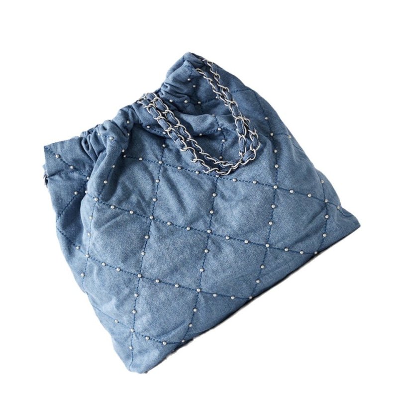 画像3: Fragrance Quilted Stud Denim Tote Shoulder Crossbody Bag フレグランスキルティングスタッズデニムトートショルダークロスボディーバッグ (3)