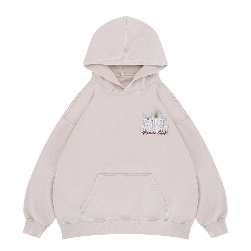 画像3: Unisex Sunflower floral vintage hoodie Sweatshirt　 ユニセックス 男女兼用 サンフラワーひまわり花柄ヴィンテージ加工プリントフーディパーカー  (3)