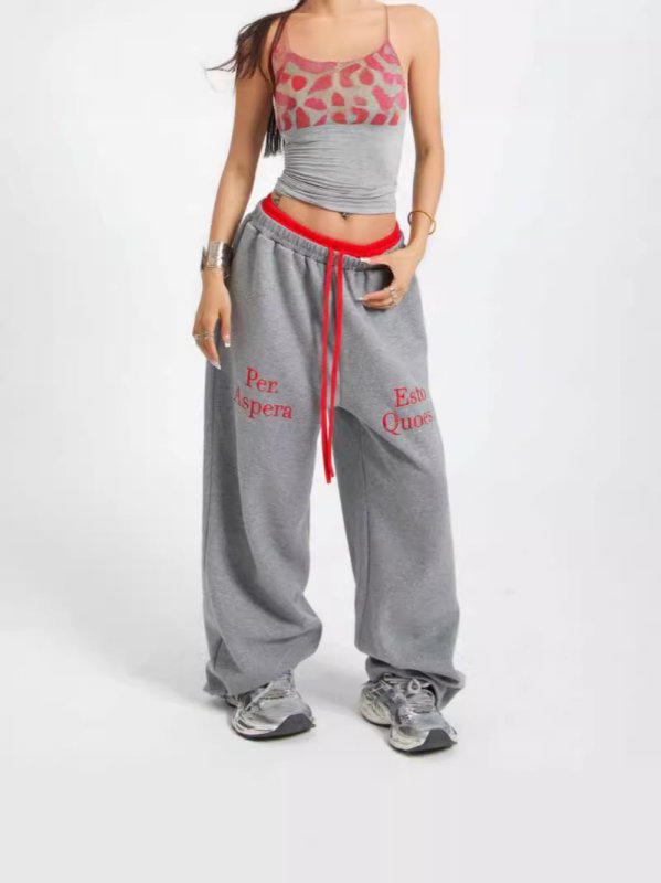 画像3: Unisex Letter logo splicing sweat casual pants hiphop dance pants trousers 男女兼用 ユニセックスレターロゴプライシングスウェットカジュアルパンツ ダンス ルーズ パンツ (3)