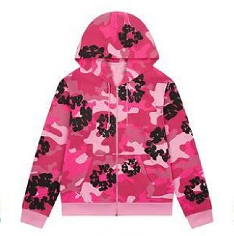 画像2: Unisex Camouflage flower print zip-up hoodie Sweatshirt  ユニセックス 男女兼用 カモフラージュ フラワープリントプリントフーディパーカー  (2)
